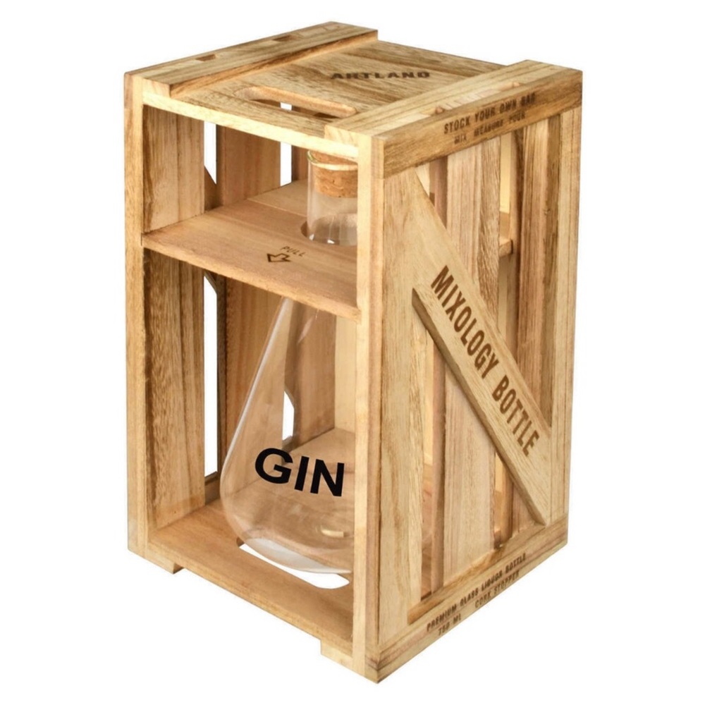 ARTLAND MIXOLOGY GIN DECANTER IN WOODEN CRATE NWT